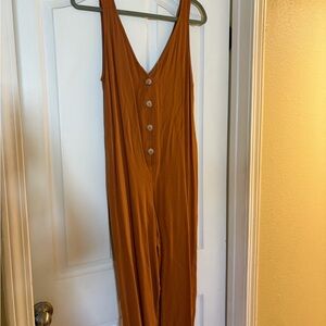 Sadie & Sage Terracotta Button-Down Jumpsuit